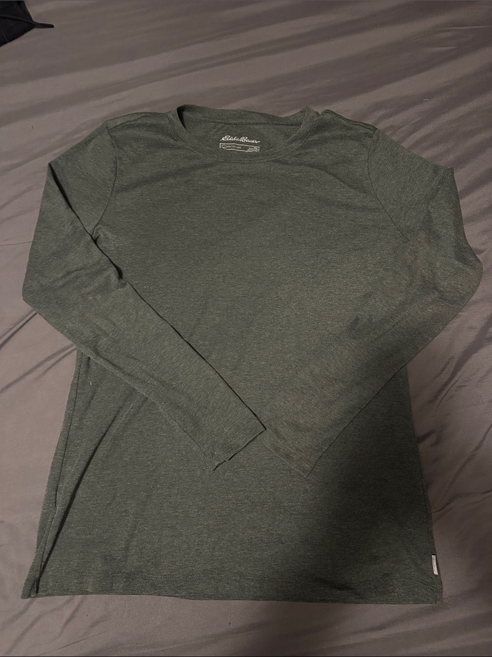Eddie Bauer Long-Sleeve Crewneck Tee in Olive Green